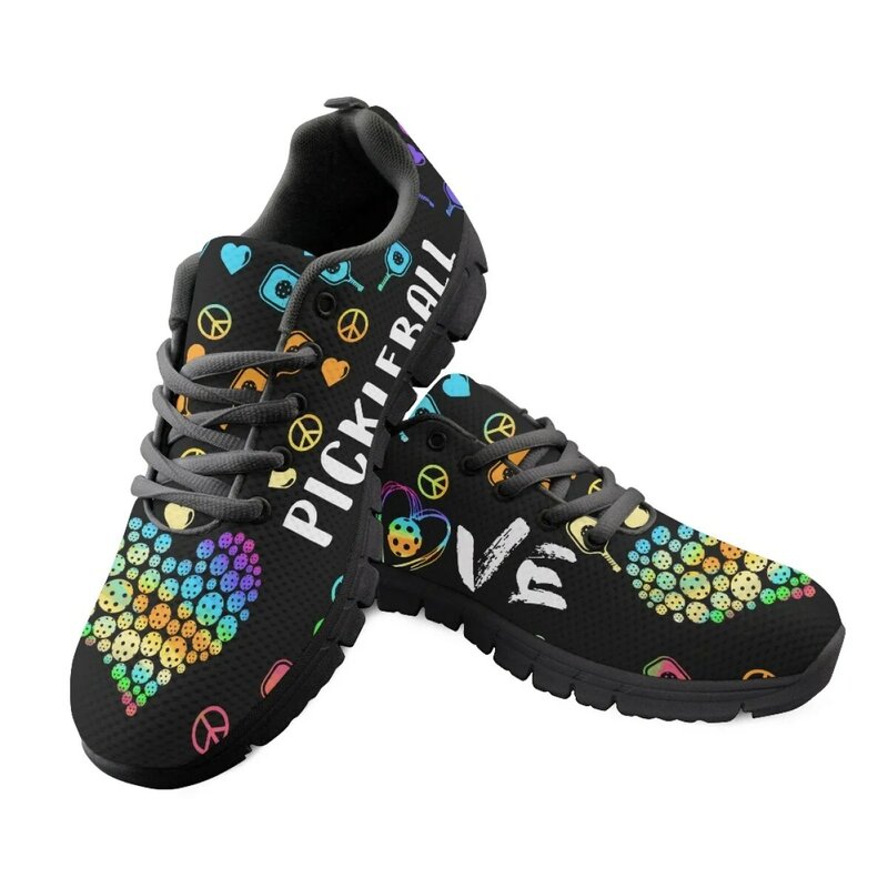 INSTANTARTS 2023 New Trend Women's Sneakers Pickleball Love Pattern Lace-up Walking Flats Spring Autumn Comfort Footwear Zapatos