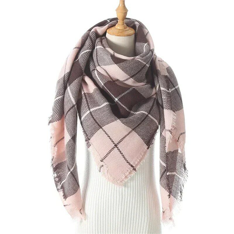 Écharpe à carreaux pour femmes, châle doux et chaud, marque de luxe tricotée en cachemire, treillis en laine, couverture Poncho