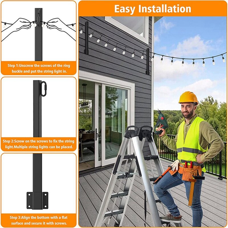 4 Pack Freestanding Chandelier Pole Freestanding Adjustable Easy To Install Outdoor Supplies