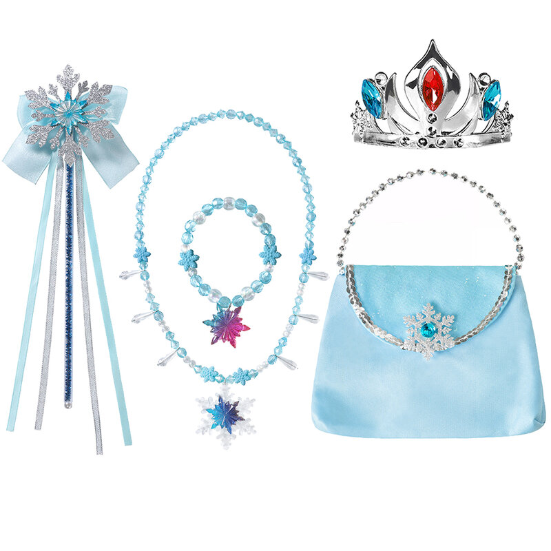 Conjunto de joyería de corona de varita de guantes de princesa Elsa y Anna, peluca trenzada para vestido de princesa Blancanieves, accesorios de Cosplay
