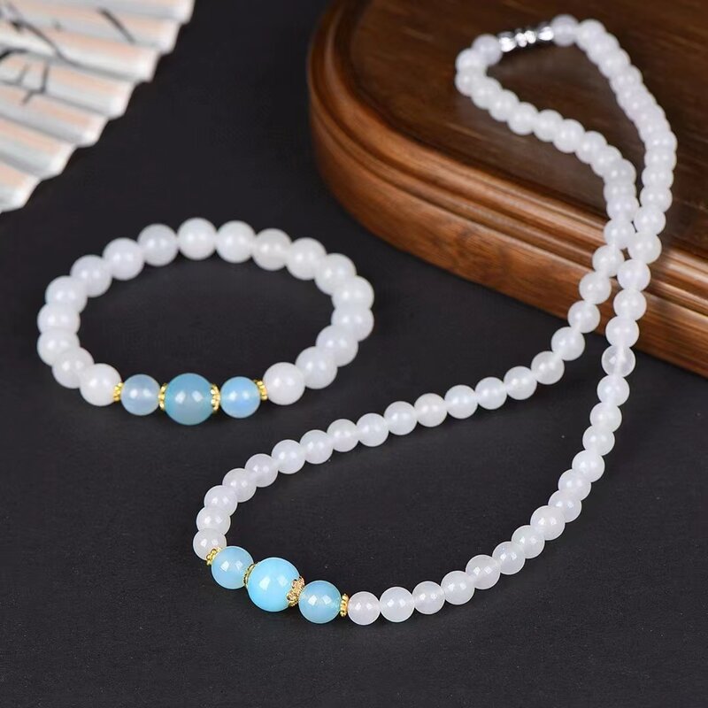 JoFine-Bracelets en pierres précieuses pour femme, perle ronde en pierre naturelle, bijoux à breloques, cadeau pour mère