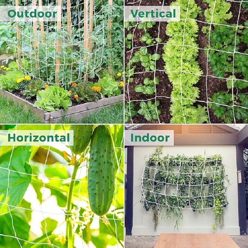 Garden Cucumber Net for Plants Climbing Net White Heavy Duty Polyester Vine Mesh Net for Tomato Grapes