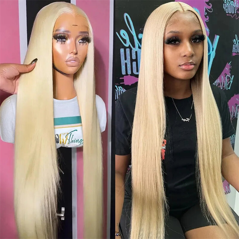 180% 13x4 HD Transparent 613 Blonde Lace Frontal Human Hair Wigs Straight Lace Wigs 4x4 Lace Closure Human Hair Colored Wigs
