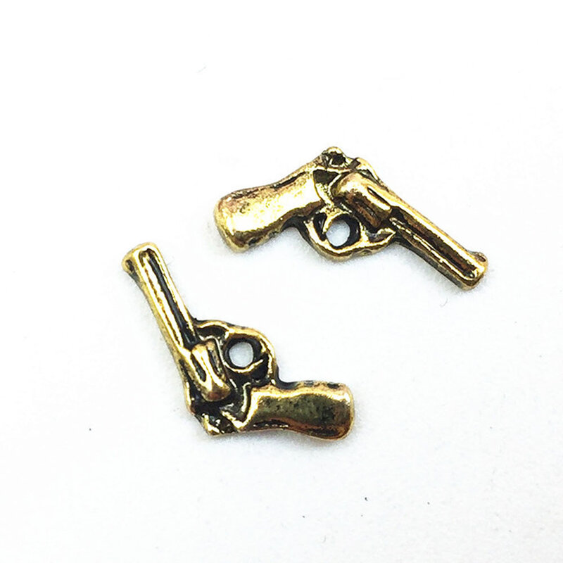 Pistolet en alliage 3D pour Nail Art, breloques rétro or/argent/noir, 7x10mm, décoration mignonne, clous métalliques, accessoires bijoux, 20 pièces/lot