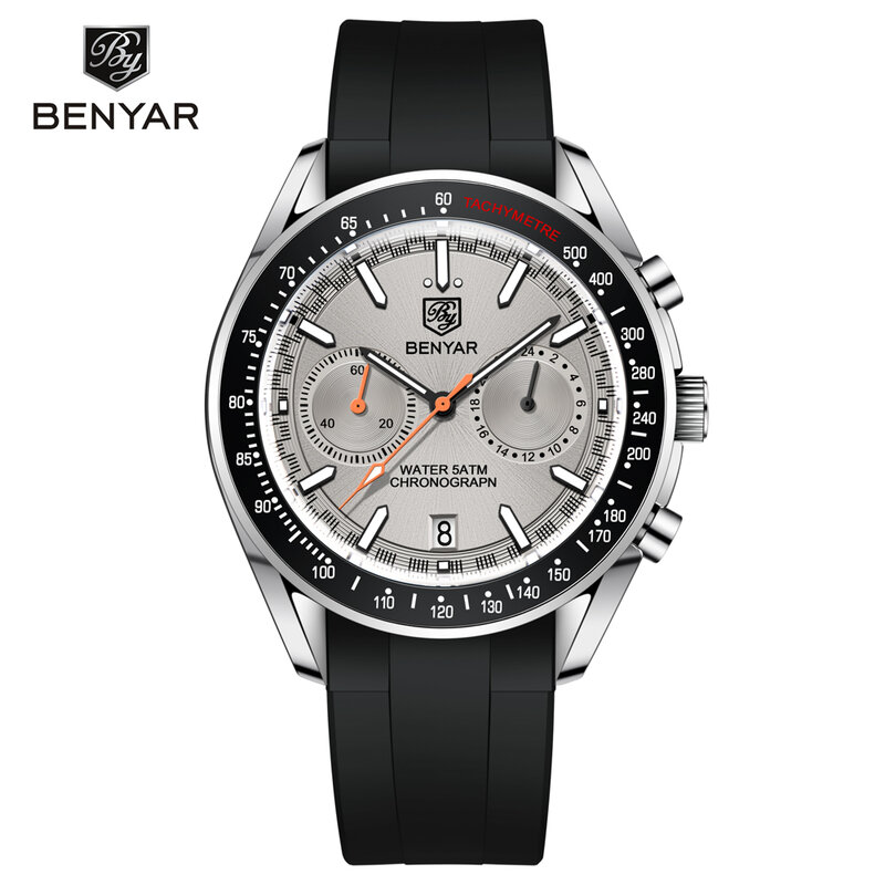 2023ใหม่ BENYAR Moon นาฬิกาผู้ชายหรูหราควอตซ์ Chronograph ผู้ชายนาฬิกากันน้ำสำหรับกีฬาอัตโนมัติส่องสว่างนาฬิกา Reloj Hombre