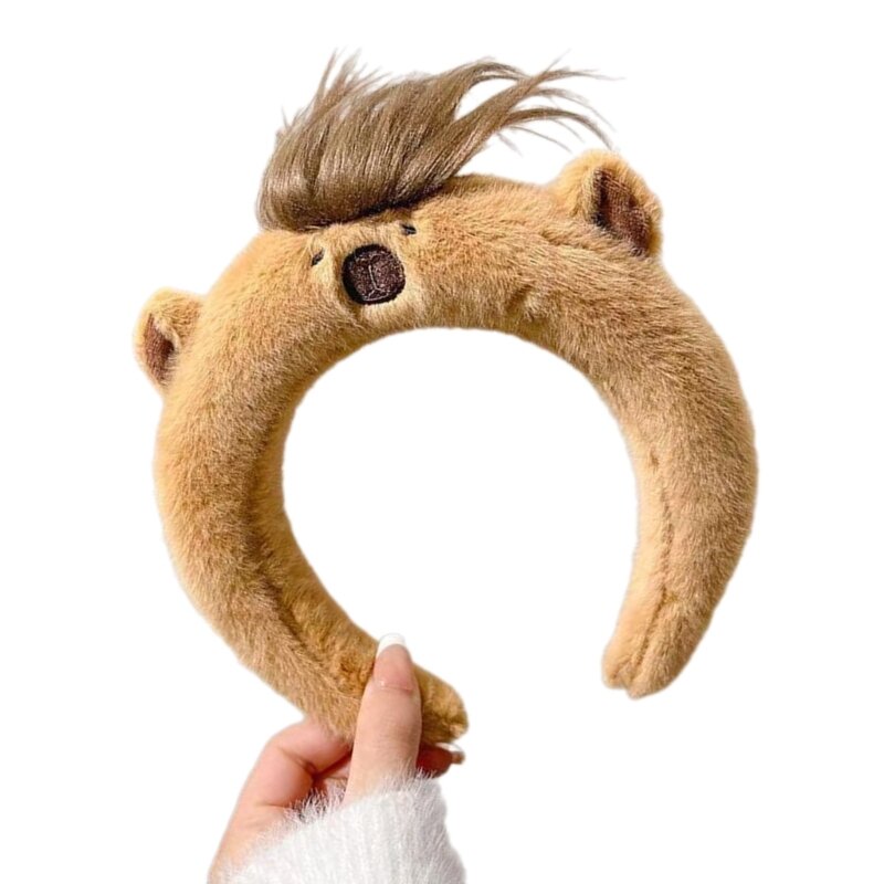 MXMB Erwachsene Teenager Cartoon Capybara Form Stirnband Frau SPA Plüsch Haar Hoop Make-Up Fotografieren Weihnachten Party