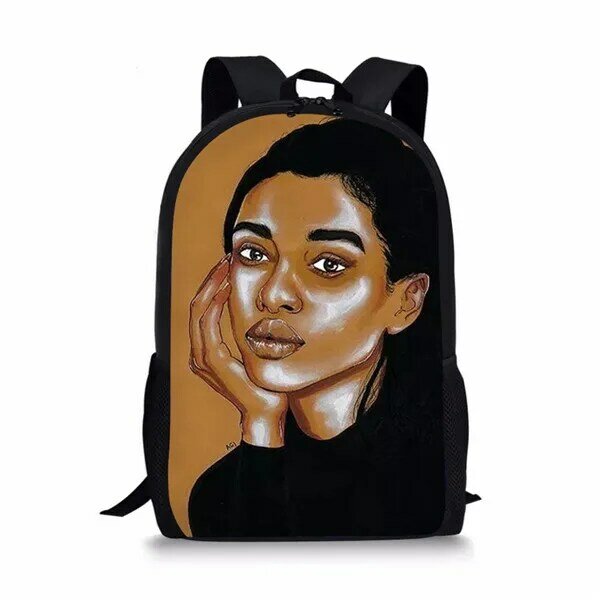 Mochila de estilo africano para estudiantes, bolso de hombro para compras de viaje, mochila multifuncional para adolescentes, peinado negro