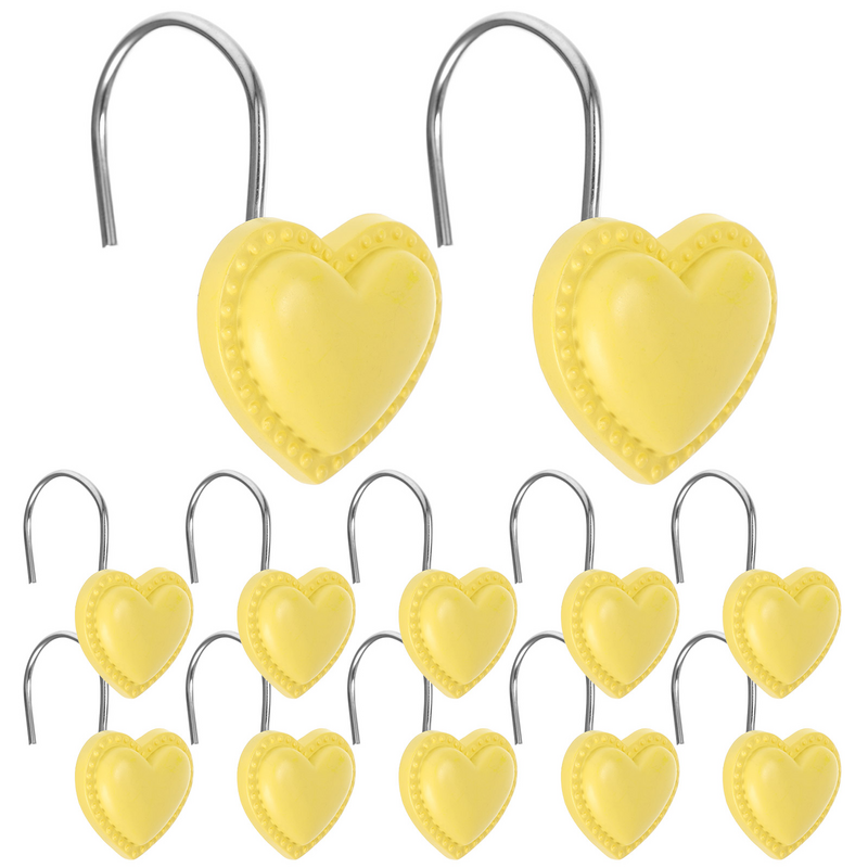 12 Pcs Resin Hook Shower Curtain Hanger Household Hooks Metal for Rod Hangers Heart