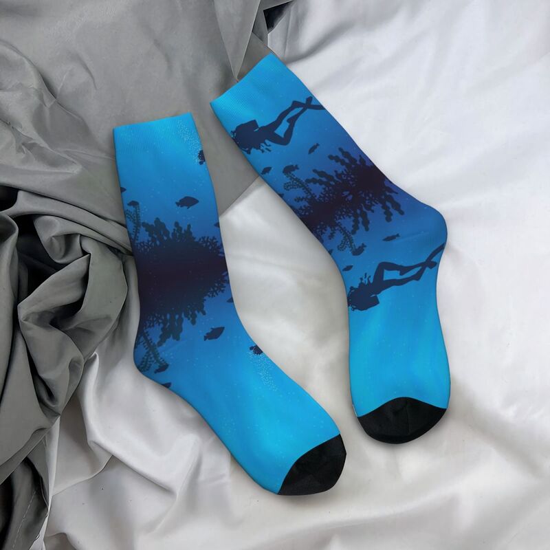 Мужские носки в стиле Харадзюку для подводного плавания, искусственный полиэфир, для морской рыбалки, Высококачественная Женская фотография, Осень-зима