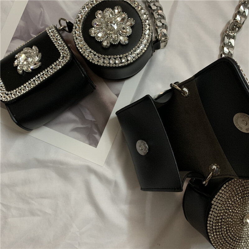 2 Diamant Stud Dames Verpakking Decoratie Mini Cross Body Tas Designer Luxe Dames Portemonnee Ketting Schoudertas