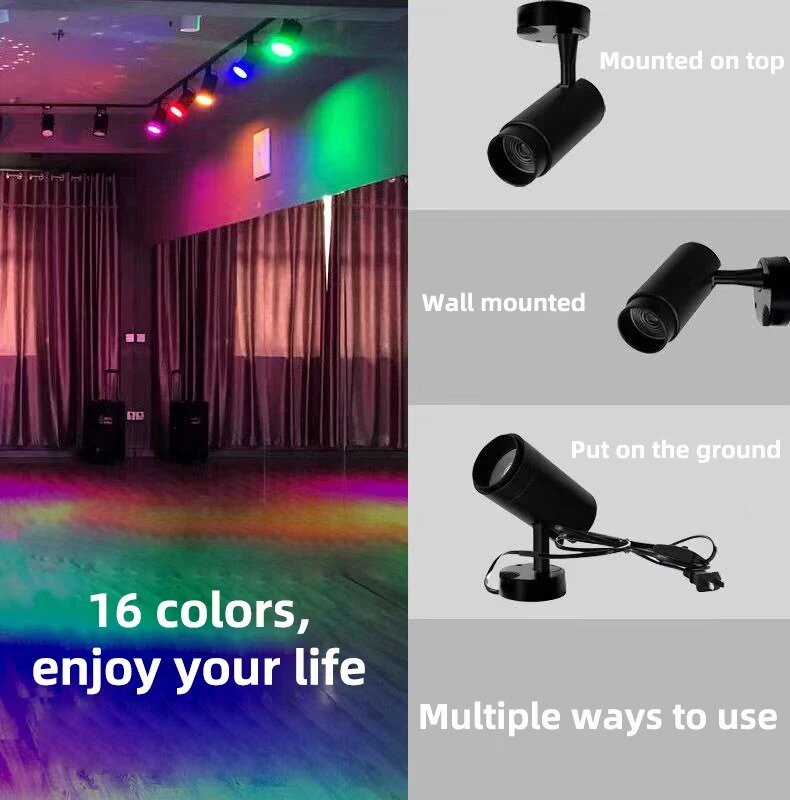 Projecteur de Scène LED RVB avec Télécommande, Luminaire Décoratif d'Nik, Idéal pour un Plafond, un Bar ou un KTV