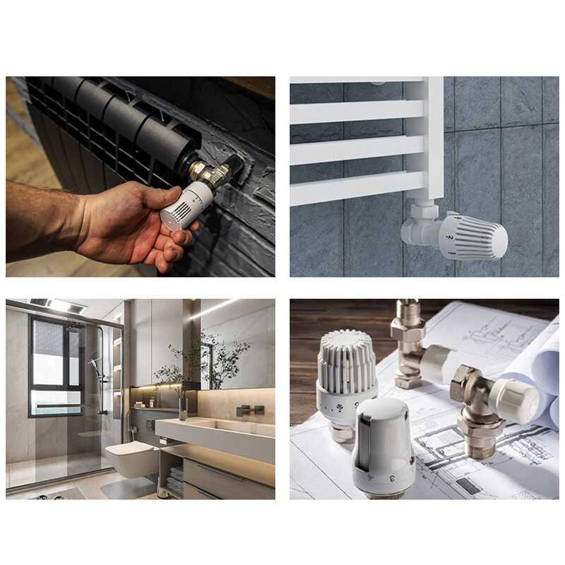 1pc Thermostatic Radiator Valve For Bathroom Radiator Valve Heated Towel Rail Two-pipe Fitting Connection Kit