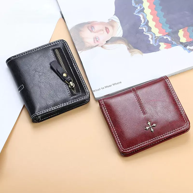 Mini billeteras con grabado de nombre gratis para mujer, carteras pequeñas de moda con cremallera, monedero de cuero PU de calidad, tarjetero, 2023