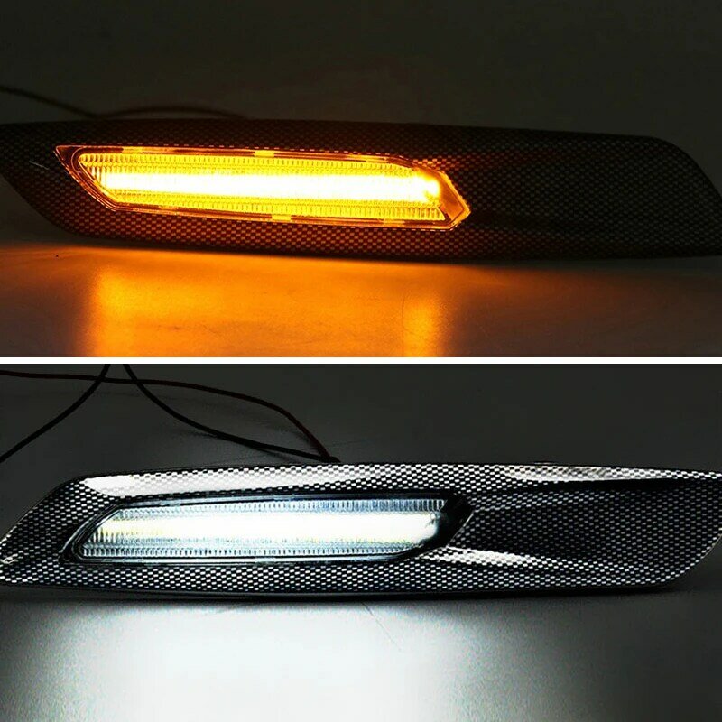 Lampu Penanda Bumper Samping LED Cangkang Lapisan Karbon 3D Sinyal Belok dengan Lampu Posisi untuk BMW E82 E88 E90 E91 E92 E93 E60 E61