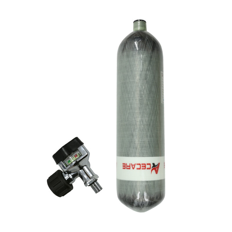 Acecare 3L 4500Psi 300Bar Koolstofvezel Cilinder Hpa Duiken Tank Grote Gauge Klep Threading Size M18 * 1.5
