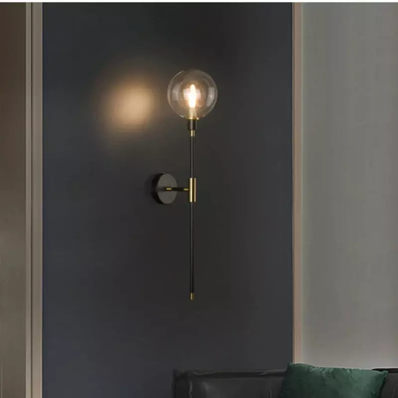 Applique da parete moderna sfera di vetro Led Nordic corridoio corridoio illuminazione applique per soggiorno camera da letto studio interni Home Decor lampada