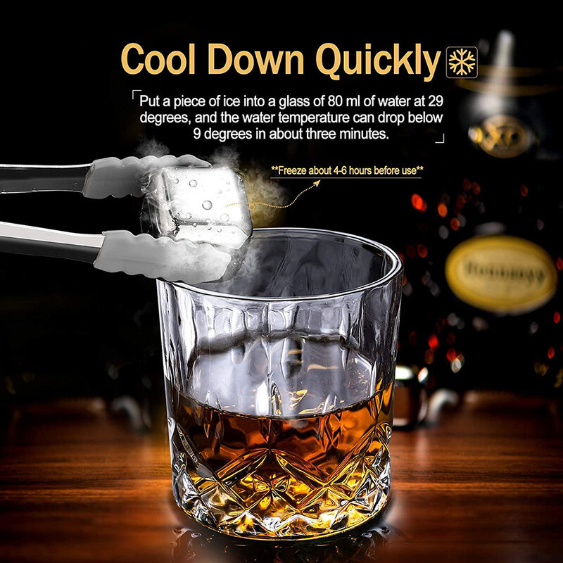 GOALONE 4/6/8Pcs pietre di whisky cubetti di ghiaccio riutilizzabili refrigeratori di ghiaccio in acciaio inossidabile con pinza per whisky Vodka liquore vino Barware