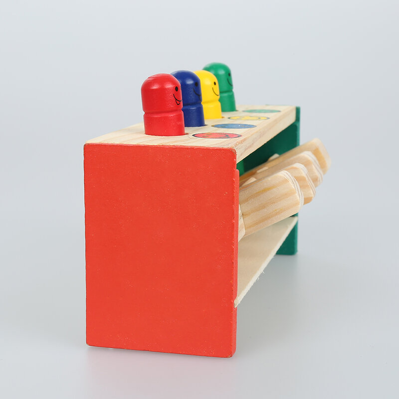 1Set mainan palu pemukul bangku kayu bola Hammering permainan warna-warni permainan edukasi mainan latihan pukulan untuk anak-anak