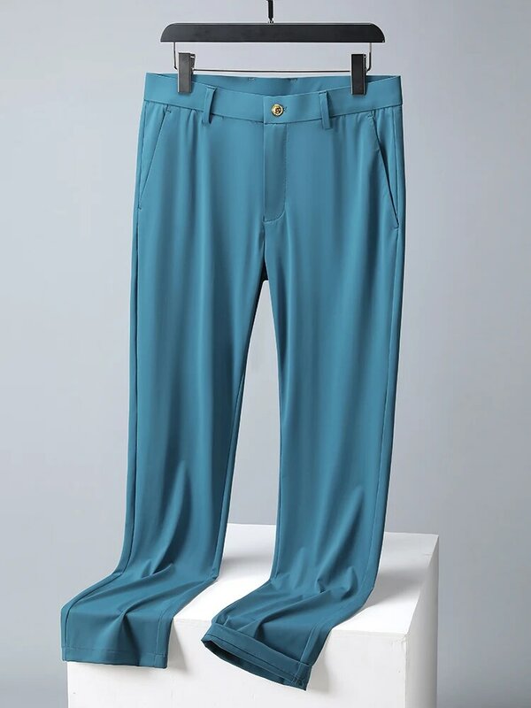 2022 новые летние мужские длинные брюки дышащие растягивающиеся спандекс нейлон тонкие брюки мужские деловые формальные прямые брюки
