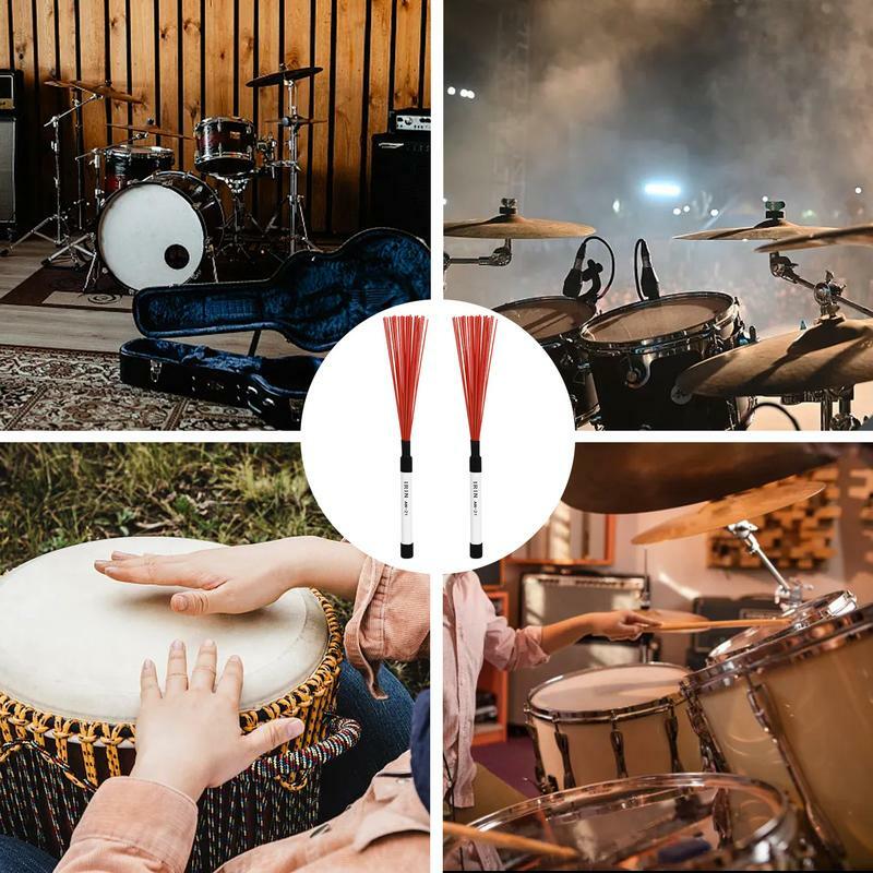 Набор кистей для барабана, 2 шт., прочные регулируемые ударные кисти для джазовой акустики, для начинающих и профессиональных барабанщиков