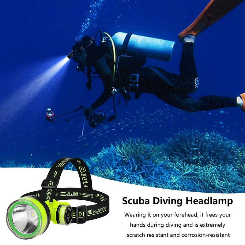 Portable Rechargeable Diving Headlight 350m Underwater 2 Light Modes Waterproof Super Bright LED Diver Spearfishing Headlamp