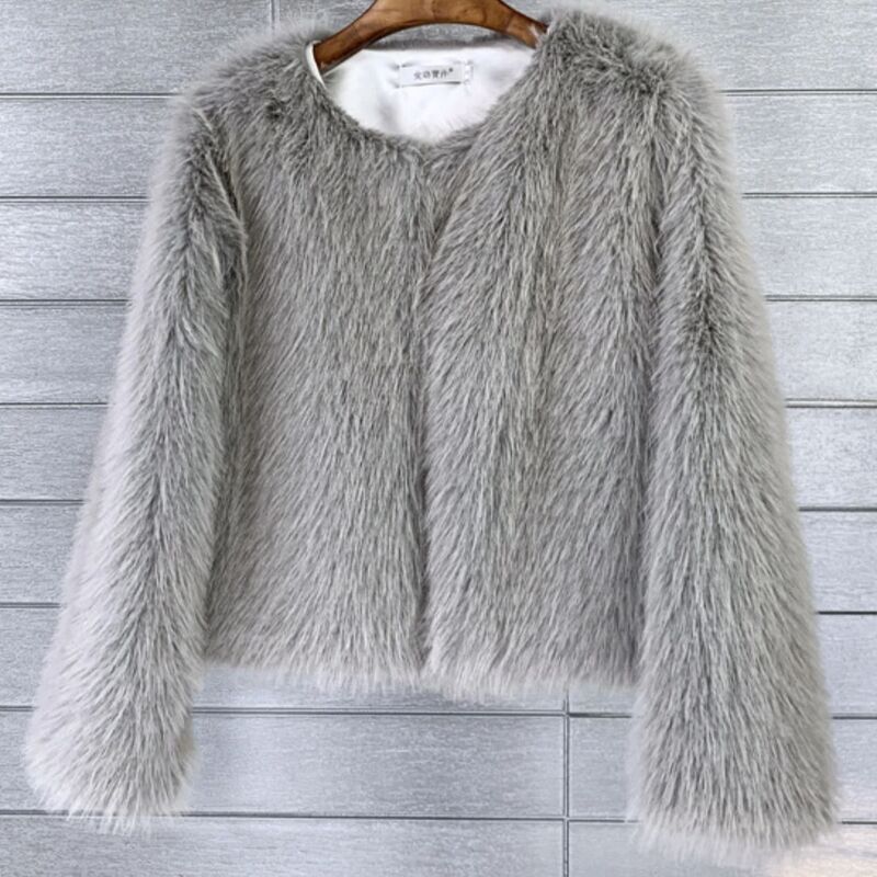 Fur imitation fur jacket Korean solid color women's short jacket