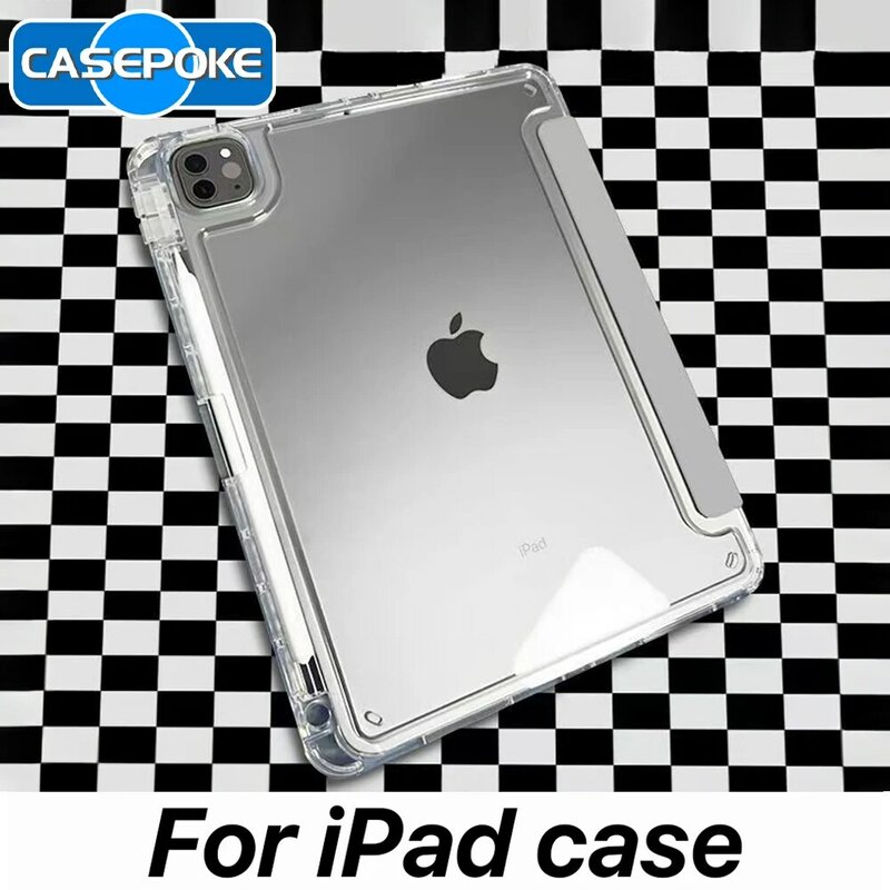 Untuk casing iPad Air 4 5 Pro 11 casing generasi ke-9 untuk Aksesori iPad 10.2 7 8 9 2018 9.7 5th 6th Sampul transparan Funda