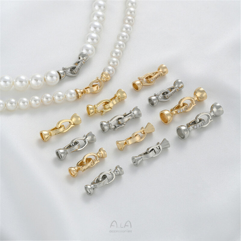 14 Karat Gold Doppelkopf Perlen verschluss hand gefertigte DIY Armband Halskette Verbindung Verschluss Schnalle Schmuck Zubehör