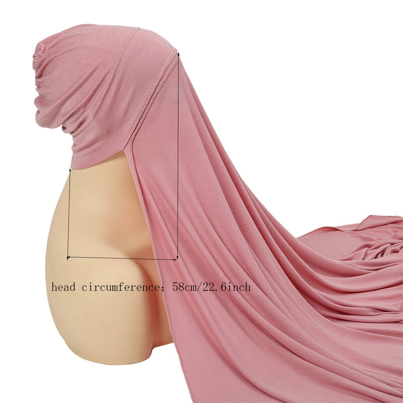 Błyskawiczny szyfonowy hidżab szalik z dołączonym wewnętrzna czapka osłona na szyję Turban underchust hidżab maska dla kobiet moda muzułmańska nakrycie głowy