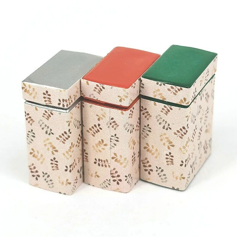Miniature Metal Storage Box para Dollhouse, Pretend Play Brinquedos, Container Case, Bonecas Acessórios, 1:12
