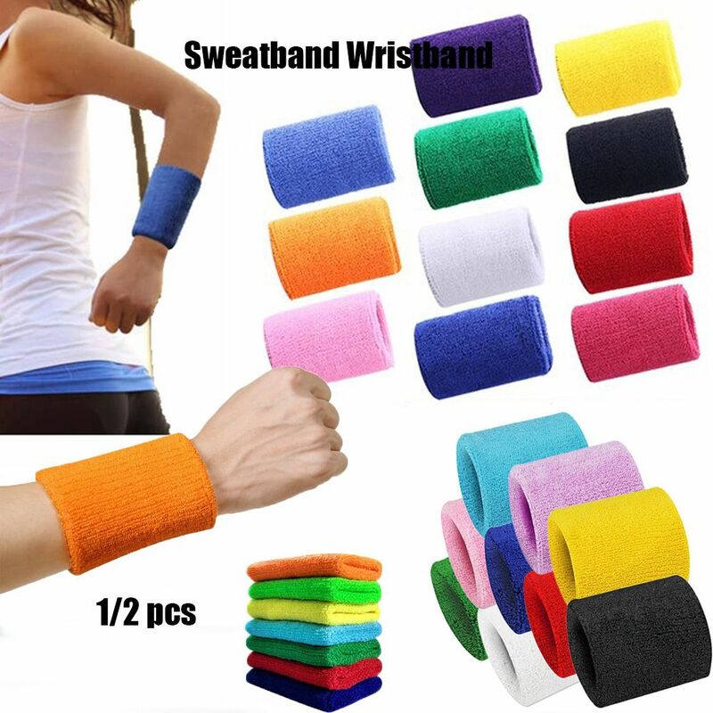 1PC Multicolor Cotton Fiber Sport Sweatband Unisex Soft Comfortable Solid Color Gym Sweat Wristband Brace Wrist Band