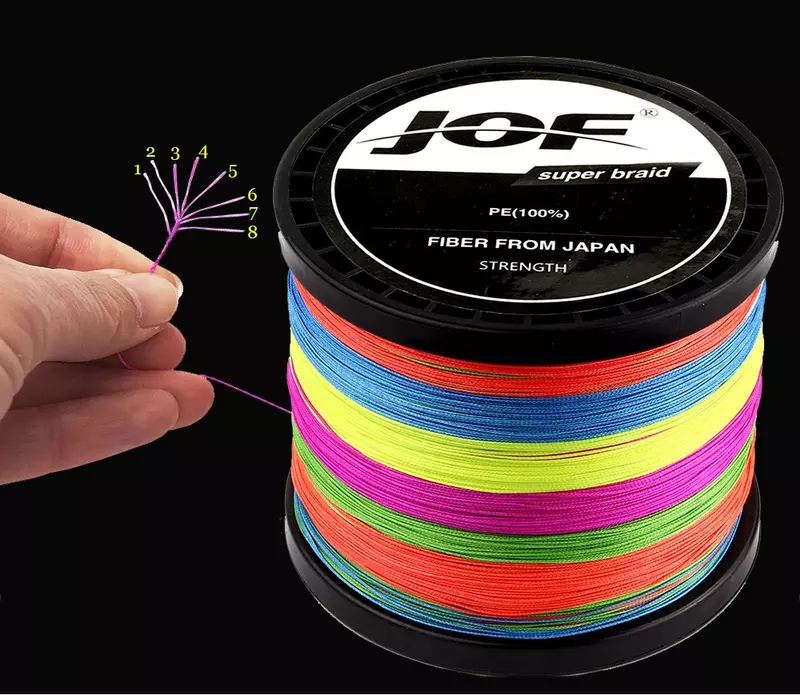 JOF 0.8 #-10.0 #8 가닥 낚싯줄, 500M, 300M, 100M, PE 편조 멀티필라멘트, 18-119lb, 0.14-0.57mm