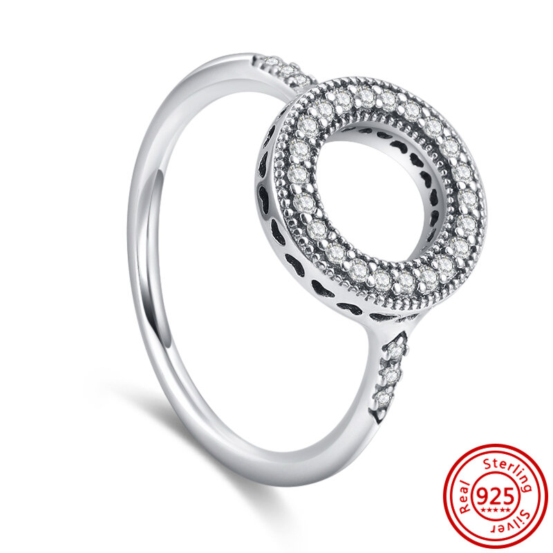 Pantaro baru bulu bunga jelas zirkon berkilau pesona cincin wanita Eropa 925 perak murni asli perhiasan grosir