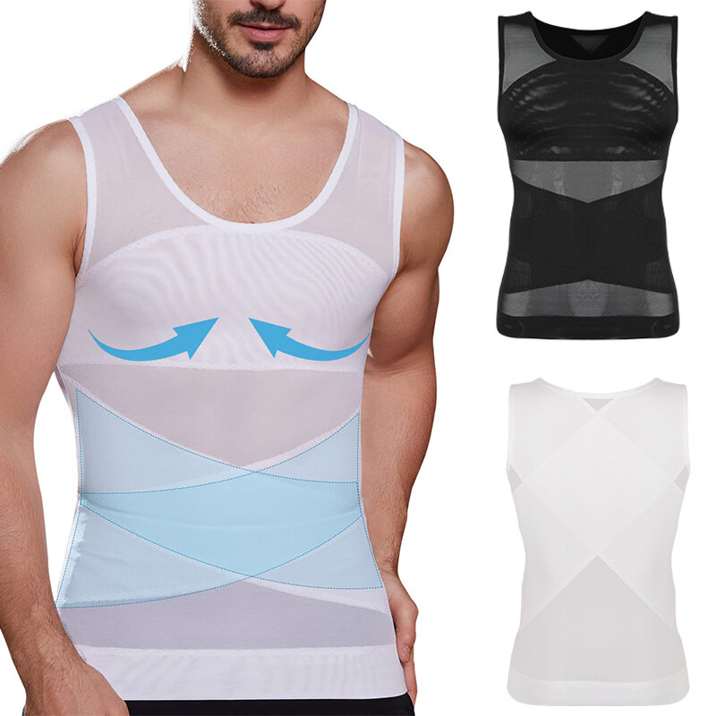 Camiseta de compresión adelgazante para hombre, ropa interior moldeadora de cuerpo, Control de barriga, ropa interior