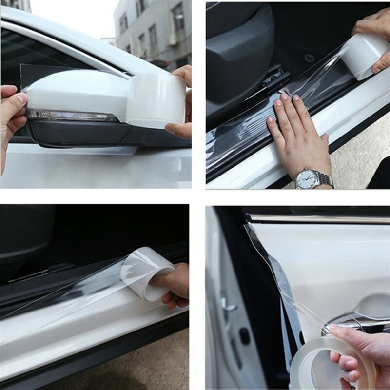 Fita adesiva transparente dupla face, gel invisível, antiderrapante, lavável, reutilizável, acessórios para carro, 1 m