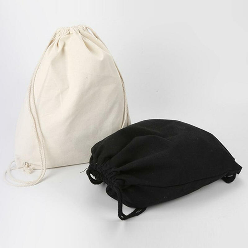 Mochila de cordão de lona Pacote de cordão Bolsa de armazenamento de viagem Bolsa de algodão para academia, compras, ombro, bolsos