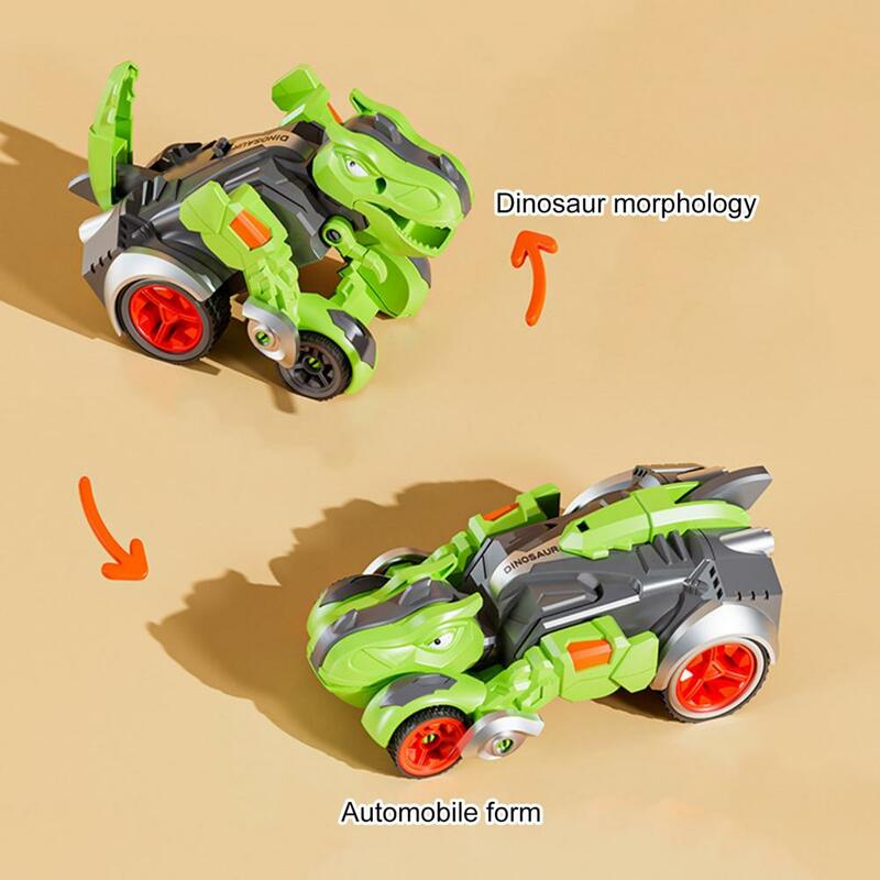 Novel Gameplay Transforming Dinosaur Toy, Engineering Truck Racing Car, Veículo dianteiro de inércia para crianças, Meninos