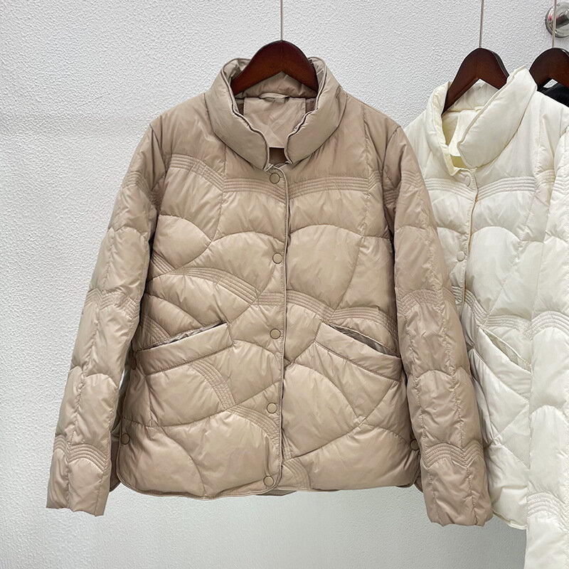 女性の白いダックダウンコート,特大の新しいファッショナブルな秋と冬のジャケット,3xlと4xl,2022