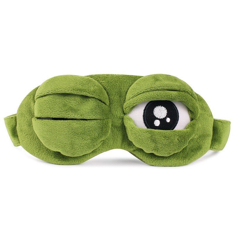 Masque de sommeil Sad Frog pour enfants et adultes, couvre-yeux en peluche, bandeau pour les yeux, patchs mignons, doux, dessin animé, cadeau de voyage relaxant