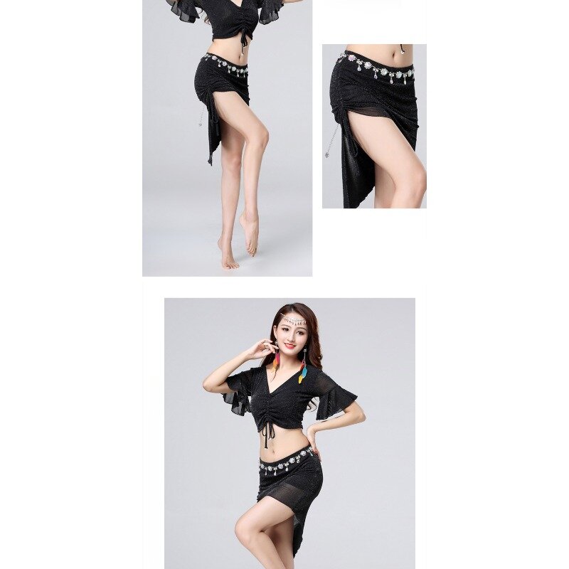 Belly Dance Practice Clothing 2024 New Beginner Female Adult Sexy Large Size Short Skirt Performance Set