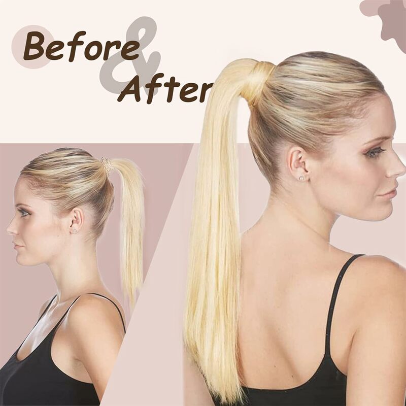 Veravicky Natuurlijke Menselijk Haar Paardenstaart Hair Extensions 14 "70G Bleekmiddel Blonde 613 Braziliaanse Remy Wrap Pony Clip In Haarverlenging
