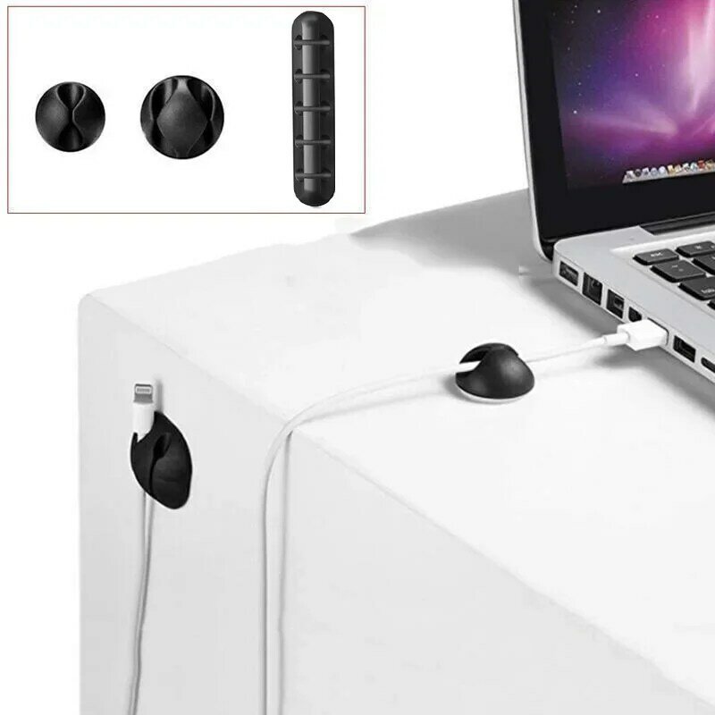 Organizer kabel USB Desktop silikon, penahan klip manajemen rapi untuk Mouse Headphone