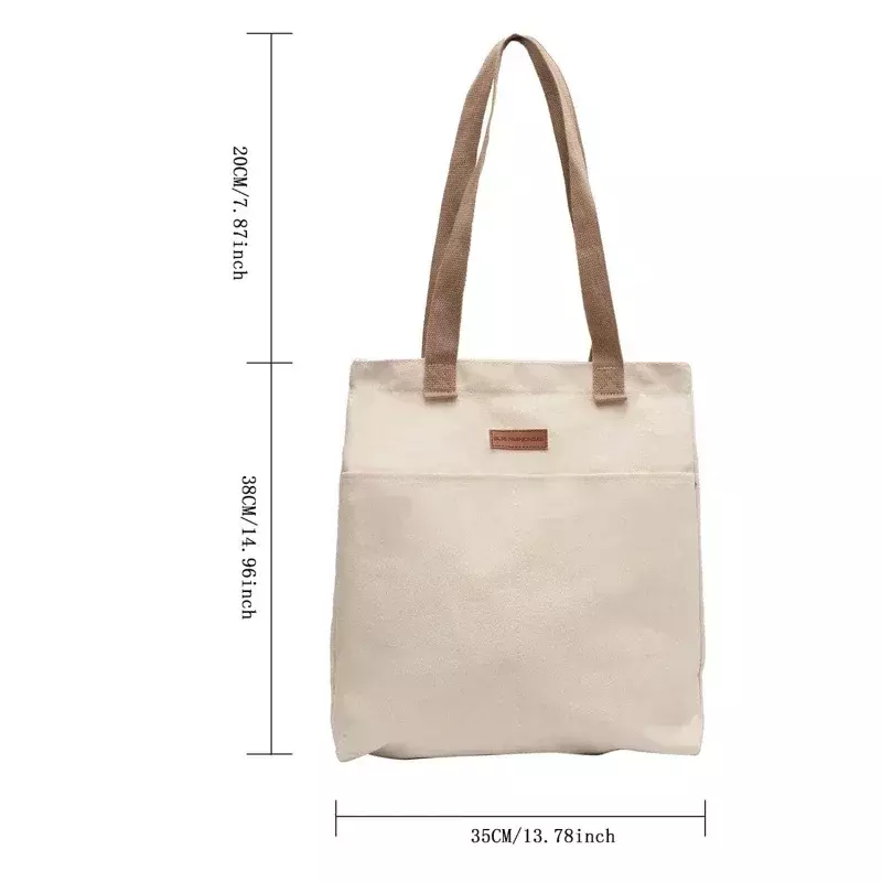 TW16 tas belanja kanvas jinjing buku siswa tas bahu penyimpanan kapasitas besar tas tangan wanita ramah lingkungan dapat digunakan kembali