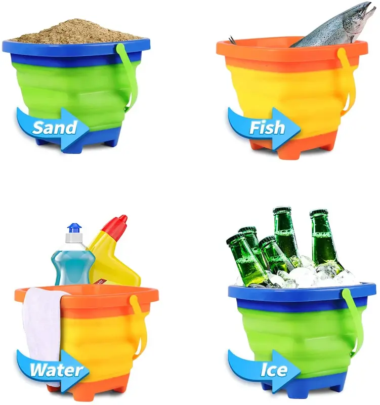 Children Beach Toys Foldable Bucket Sand Toy Baby Summer Beach Accessories Kids Water Play Game Toys Storage Bucket Tools