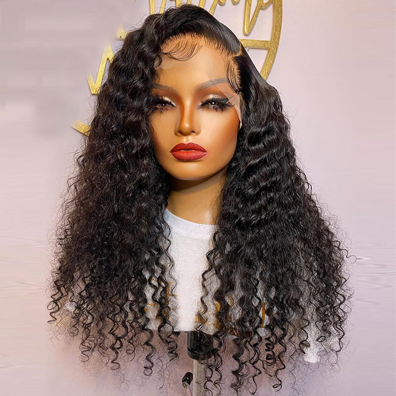 26inch Soft Natural Black Kinky Curly 180Density Lace Front Wig For Black Women BabyHair Glueless Preplucked Heat Resistant