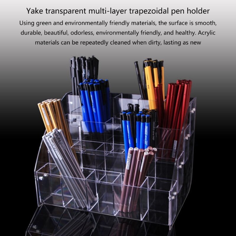 helder acryl pennenhouder borstel opslag briefpapier display box