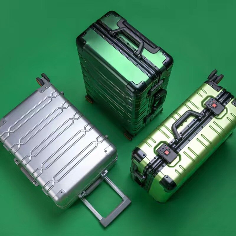 Pluenli Voll aluminium Magnesium legierung Trolley Fall Universal Rad Legierung Gepäck Frauen Metall Box Passwort Boarding Hardbox
