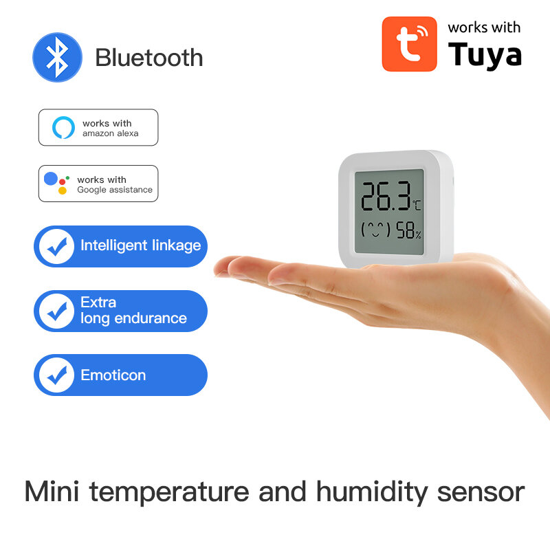 ميزان حرارة بجهاز تحكم عن بعد للمنزل أليكسا ، مستشعر درجة الحرارة ، مقياس رطوبة بشاشة LCD ، مريح 3 فولت ، 1-10