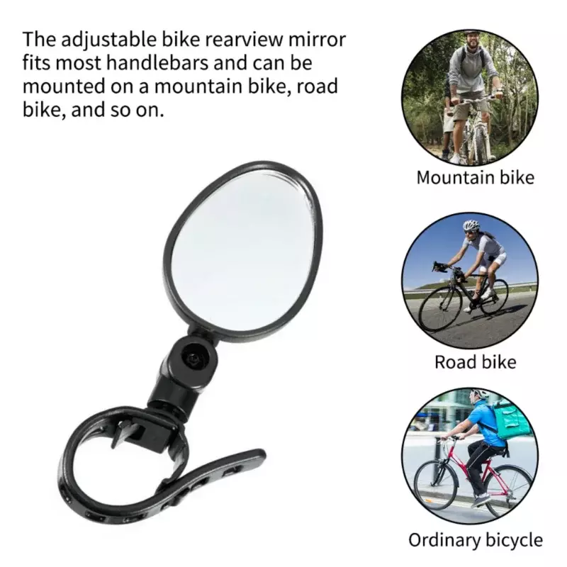 2pcs Adjustable Rotate Bicycle Auxiliary Rearview Mirror Handlebar Mount Wide-Angle Convex Mirror Cycling Rear View Mirrors