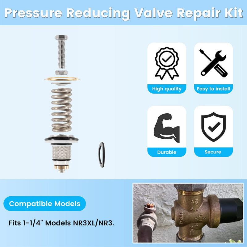 Kit de reparação de válvulas redutoras de pressão, apto para regulador de pressão, 1-1/4 "modelos NR3 e NR3XL, RK114-NR3XL